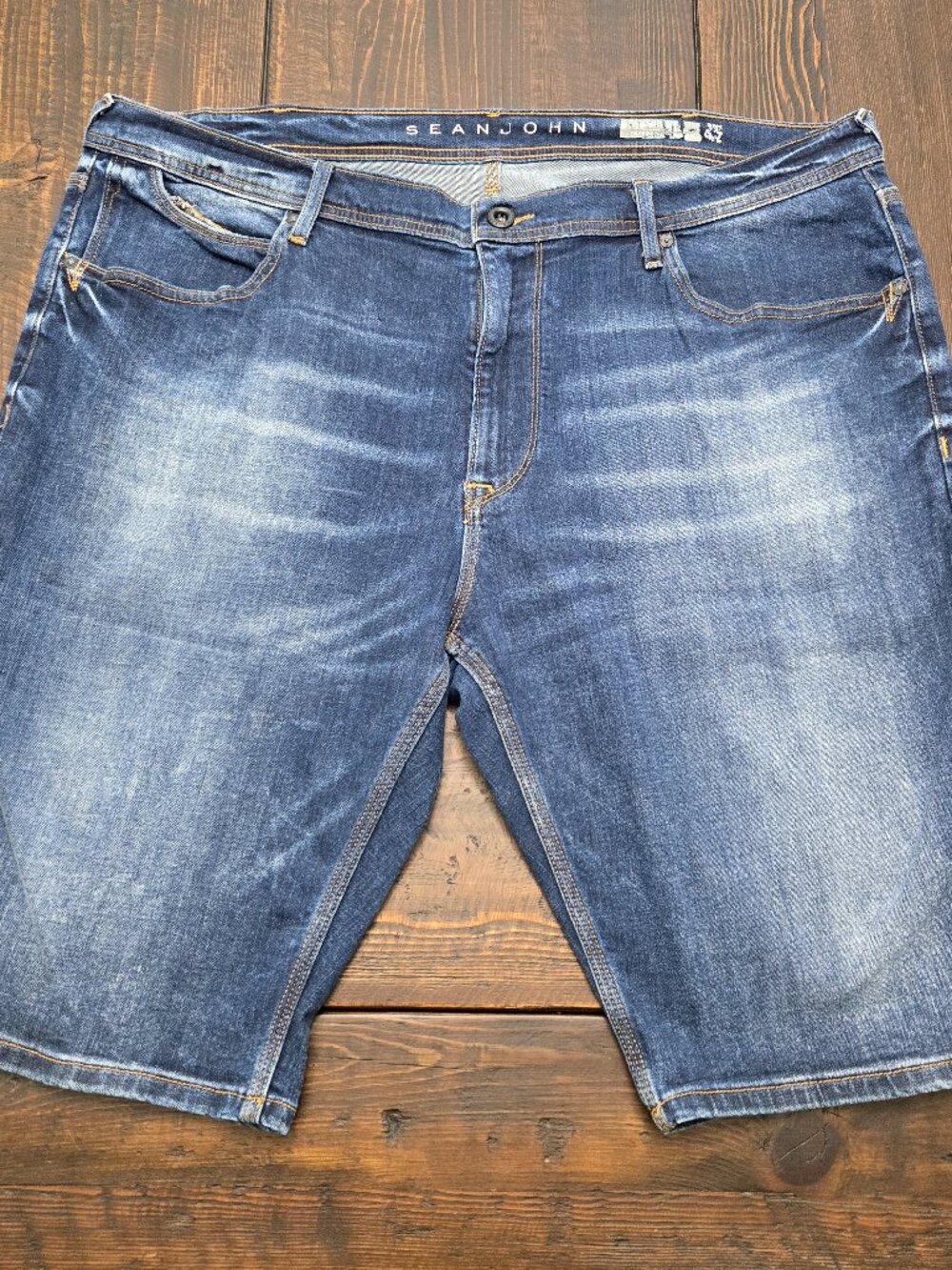 Sean John Denim Shorts Mens 42 Athletic Tapered Stretch Blue Jean Jorts Vintage